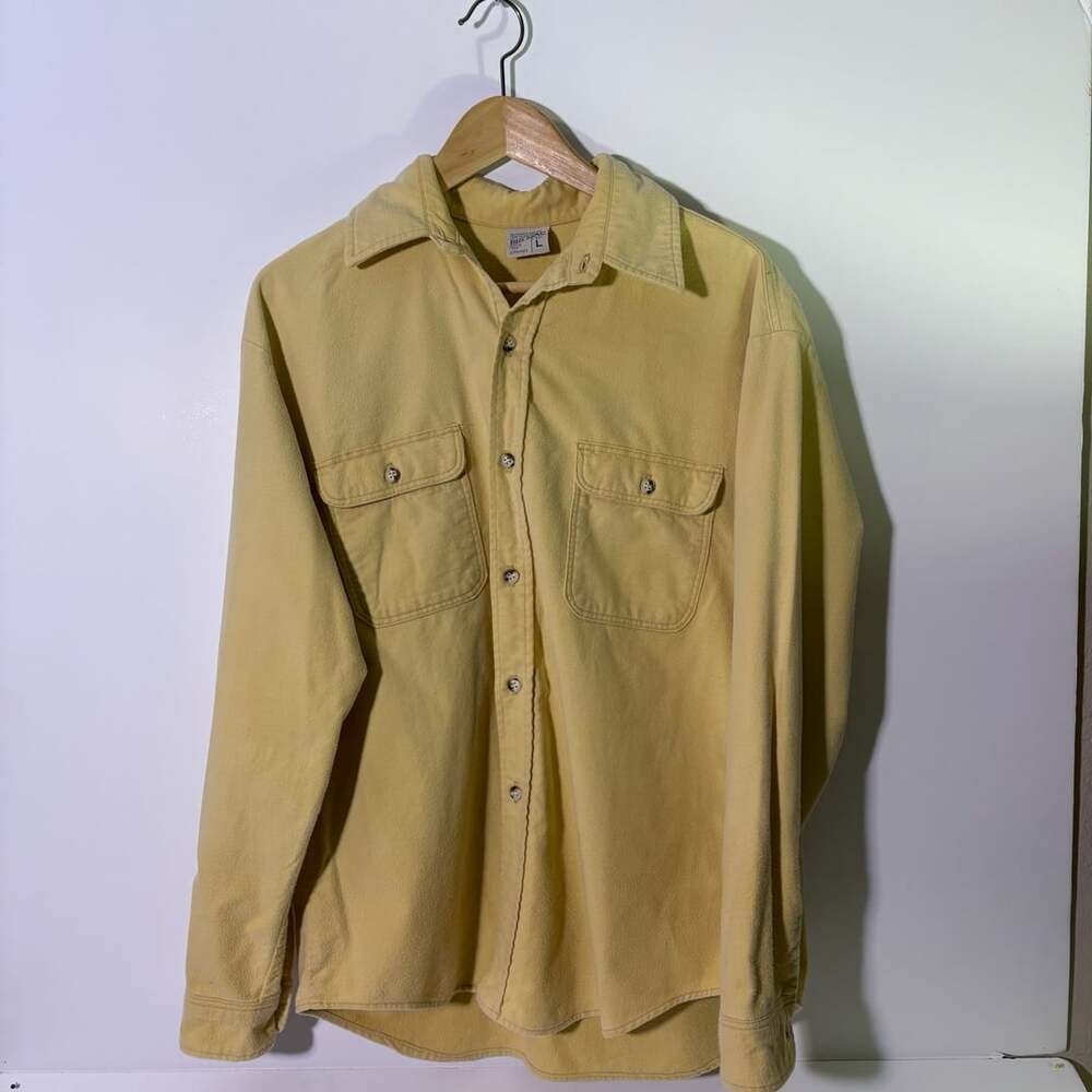 Big Mac Chamois Shirt Size L Yellow Cotton Eagle Back